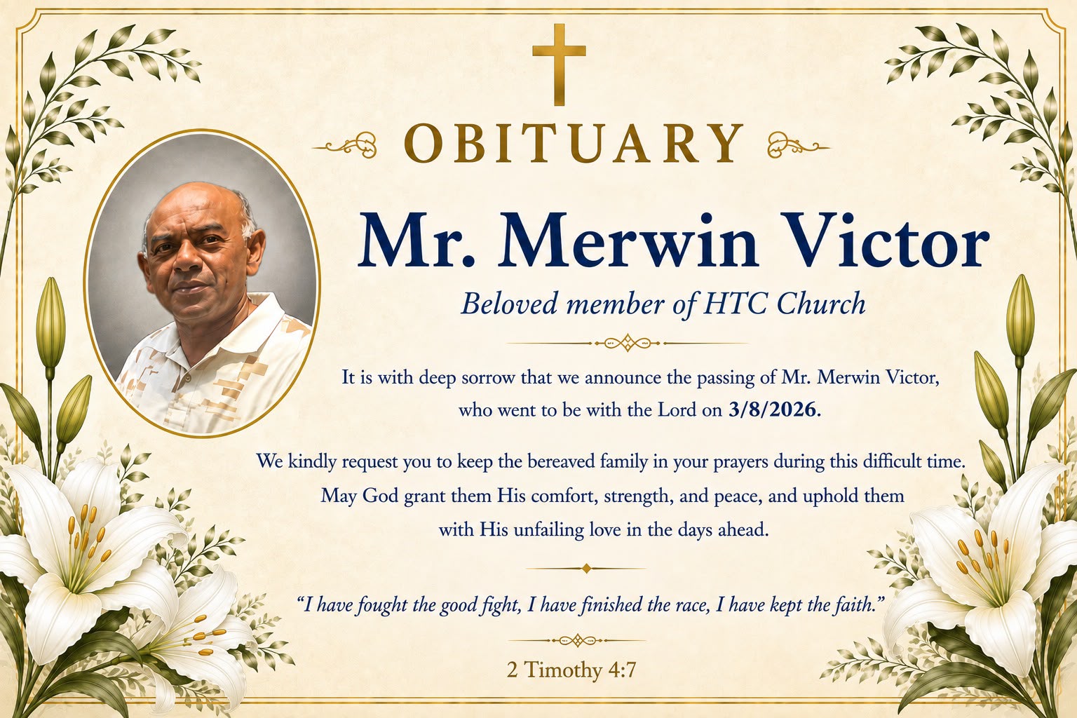 In loving memory of Mr. Merwin Victor